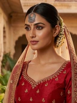 I Jewels - Oxidized Floral Circular Maang Tikka with Ghungroo