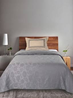 Saral Home - Grey Cotton Jardin Single Size Bedsheet and Pillow Cover
