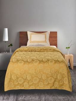 Saral Home - Yellow Cotton Jardin Single Size Bedsheet and Pillow Cover