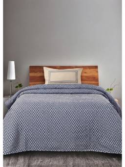 Saral Home - Navy Blue Cotton Firki Single Size Bedsheet and Pillow Cover