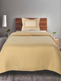 Saral Home - Yellow Cotton Firki Single Size Bedsheet and Pillow Cover