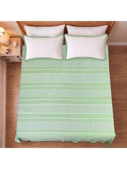 Saral Home - Green Prescio Cotton Microfiber Queen Bedsheet with Pillow Covers