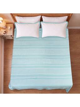 Saral Home - Blue Prescio Cotton Microfiber Queen Bedsheet with Pillow Covers