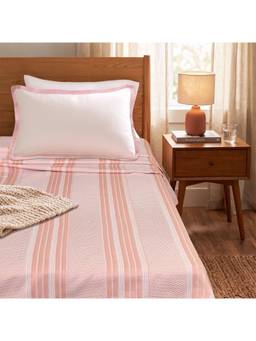 Saral Home - Peach Prescio Cotton Microfiber Single Bedsheet with Pillow Cover