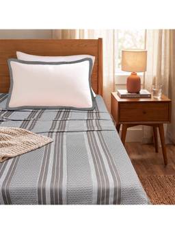 Saral Home - Grey Prescio Cotton Microfiber Single Bedsheet with Pillow Cover