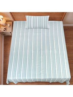 Saral Home - Blue La-Strie Cotton Microfiber Single Bedsheet with Pillow Cover