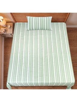 Saral Home - Green La-Strie Cotton Microfiber Single Bedsheet with Pillow Cover