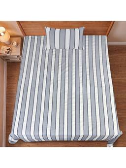 Saral Home - Navy Blue Feliz Cotton Microfiber Single Bedsheet with Pillow Cover