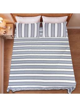 Saral Home - Navy Blue Feliz Cotton Microfiber Queen Bedsheet with Pillow Covers