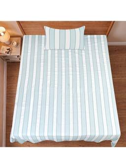Saral Home - Blue Feliz Cotton Microfiber Single Bedsheet with Pillow Cover