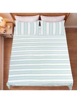 Saral Home - Blue Feliz Cotton Microfiber Queen Bedsheet with Pillow Covers