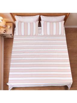 Saral Home - Peach Feliz Cotton Microfiber Queen Bedsheet with Pillow Covers