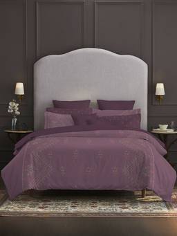 MYTRIDENT - 400Tc Purple Cotton Double Bed King Size Bedsheet with Pillow Covers