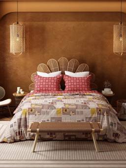 MYTRIDENT - Dakshin Dwaar Brown Namaste Bharat 144Tc King Size Bedding Set
