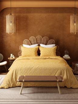 MYTRIDENT - Kolam Streets Yellow Namaste Bharat 144Tc King Size Bedding Set