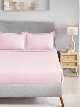 MYTRIDENT - Peony Pink 210Tc Cotton King Size Bedsheet with Pillow Covers