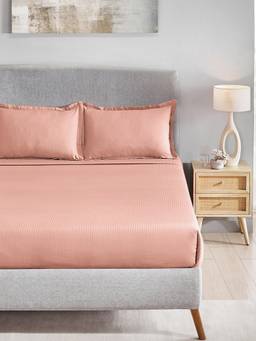MYTRIDENT - Papaya Peach 210Tc Cotton King Size Bedsheet with Pillow Covers