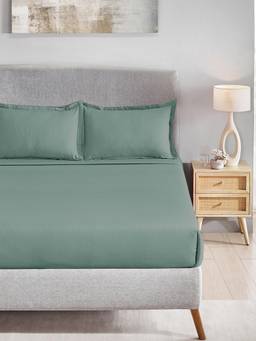 MYTRIDENT - Cedar Green 210Tc Cotton King Size Bedsheet with Pillow Covers