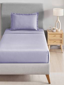 MYTRIDENT - Amethyst Lavender 210Tc Cotton Single Bedsheet with Pillow Cover