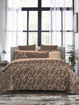 MYTRIDENT - 300 Tc Curves and Crowns Double Bed King Size Bedsheet with Pillow Covers
