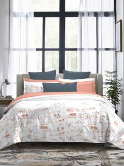 MYTRIDENT - 300 Tc Forest Muse Double Bed King Size Bedsheet with Pillow Covers