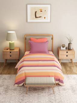 MYTRIDENT - Brooke Red 120Tc Cotton Single Bedsheet with Pillow Cover