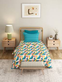 MYTRIDENT - Kimberly Blue 120Tc Cotton Single Bedsheet with Pillow Cover
