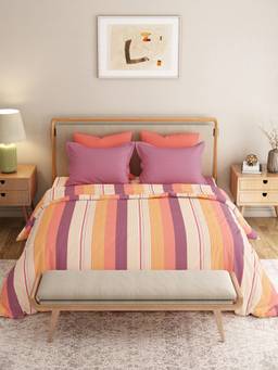 MYTRIDENT - Brooke Red 120Tc Cotton Queen Size Bedsheet with Pillow Covers