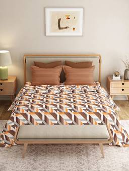 MYTRIDENT - Kimberly Brown 120Tc Cotton Queen Size Bedsheet with Pillow Covers