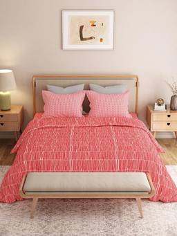 MYTRIDENT - Blair Red 120Tc Cotton King Size Bedsheet with Pillow Covers