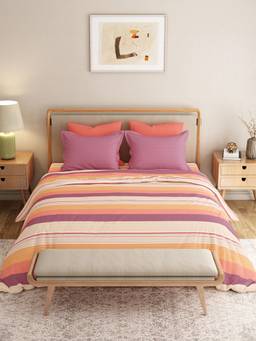 MYTRIDENT - Brooke Red 120Tc Cotton King Size Bedsheet with Pillow Covers