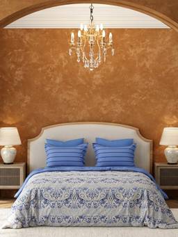 MYTRIDENT - 144 Tc Mehrang Blue Cotton Double Bed King Size Bedsheet with Pillow Covers