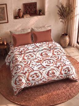 MYTRIDENT - Ojas Rust 120Tc Cotton Queen Size Bedsheet with Pillow Covers