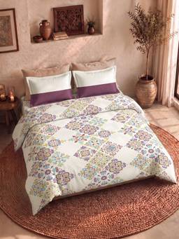 MYTRIDENT - Multi-Colour 120Tc Cotton Queen Size Bedsheet with Pillow Covers