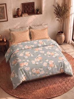 MYTRIDENT - Pop Club Grey 120Tc Cotton Queen Size Bedsheet with Pillow Covers