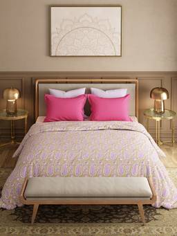 MYTRIDENT - 120Tc Gulbagh Olive Double Bed King Size Bedsheet with Pillow Covers