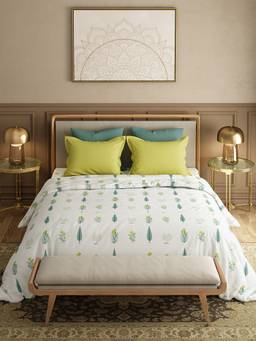 MYTRIDENT - 120Tc Gulchaman Lime Double Bed King Size Bedsheet with Pillow Covers