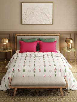 MYTRIDENT - 120Tc Gulchaman Red Double Bed King Size Bedsheet with Pillow Covers