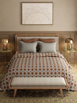 MYTRIDENT - 120Tc Gulnaz Brown Double Bed King Size Bedsheet with Pillow Covers