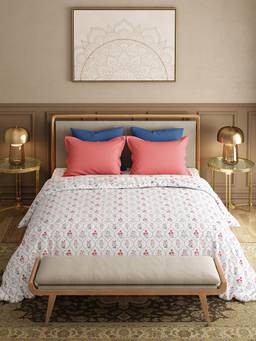 MYTRIDENT - 120Tc Gulnoor Peach Double Bed King Size Bedsheet with Pillow Covers