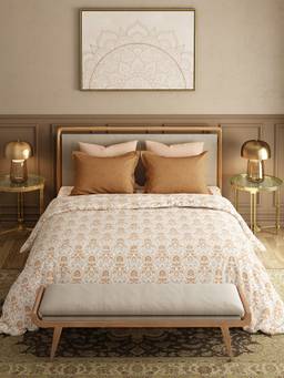MYTRIDENT - 120Tc Gulrez Brown Double Bed King Size Bedsheet with Pillow Covers