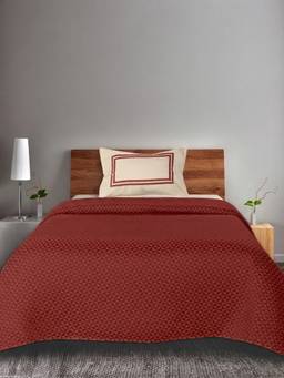 Saral Home - Maroon Cotton Firki Single Size Bedsheet and Pillow Cover