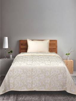 Saral Home - Ivory Kanan Cotton Single Bedsheet and Pillow Cover