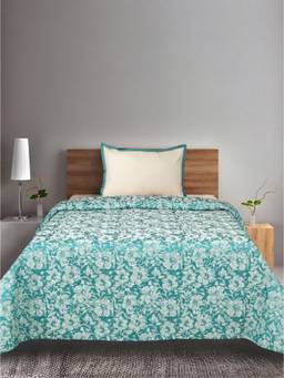 Saral Home - Blue Kanan Cotton Single Bedsheet and Pillow Cover