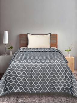 Saral Home - Grey Noor Cotton Single Bedsheet and Pillow Cover