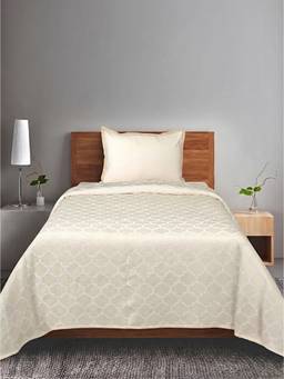 Saral Home - Ivory Noor Cotton Single Bedsheet and Pillow Cover