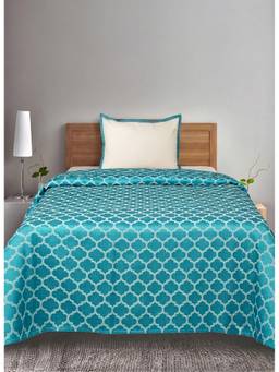 Saral Home - Blue Noor Cotton Single Bedsheet and Pillow Cover