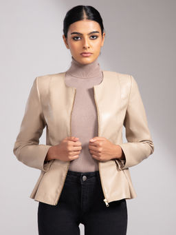 Twenty Dresses by Nykaa Fashion - Beige Nothing But Me Leather Jacket