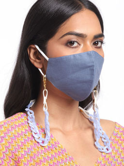 Blueberry - Blue 2 Ply Satin Resin Chain Mask (Pack of 2)