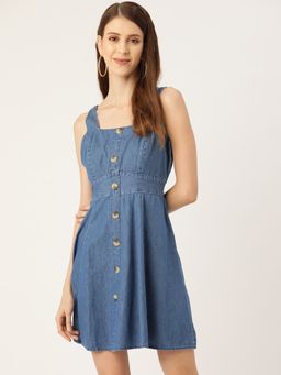 Twenty Dresses by Nykaa Fashion - Blue The Cutest Button Denim Dress